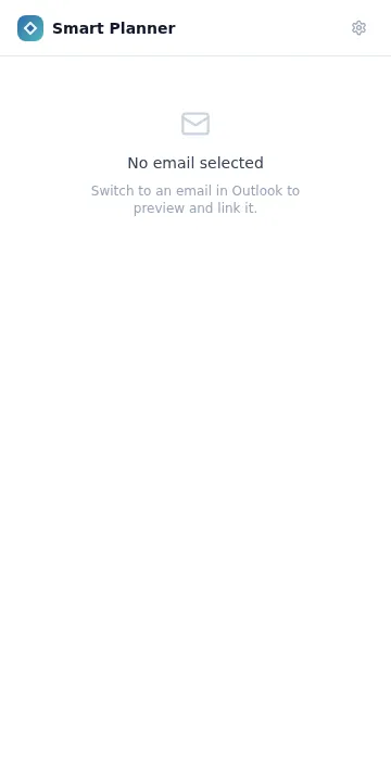 Email preview card in the task pane, with the Link to Matter button