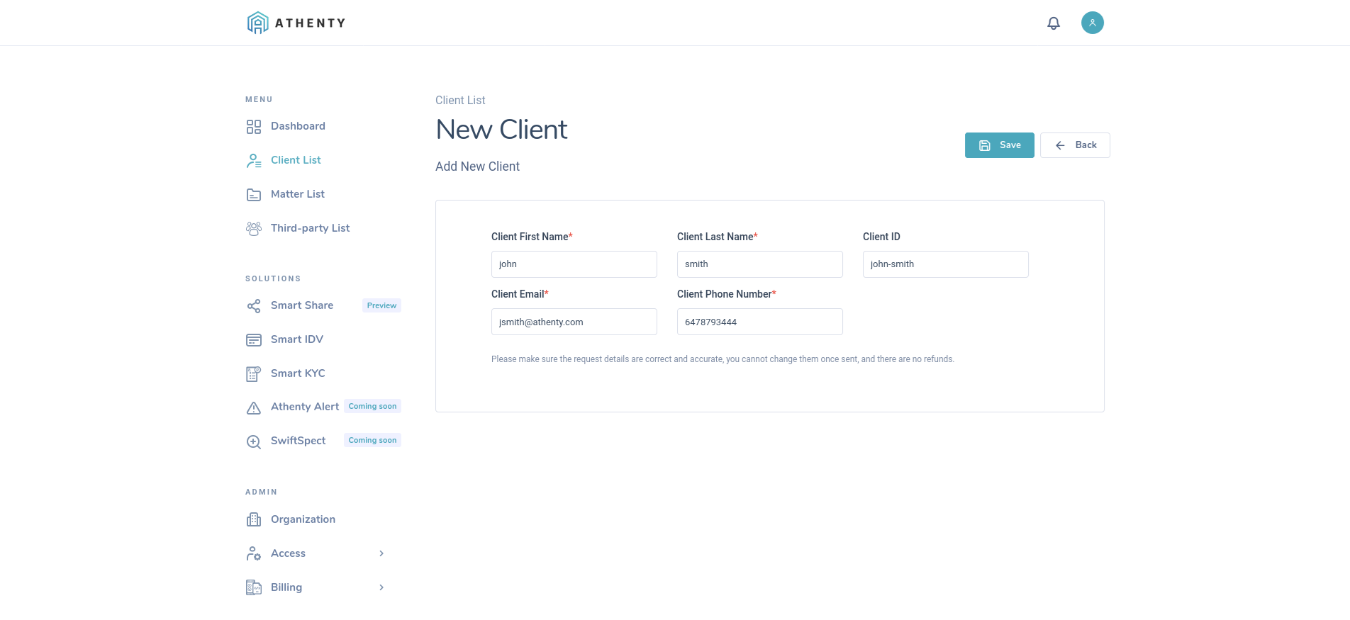 New Client Form