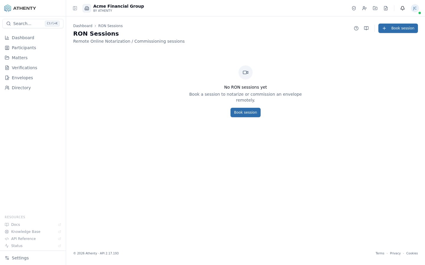 RON Sessions — Acme Financial Group demo tenant